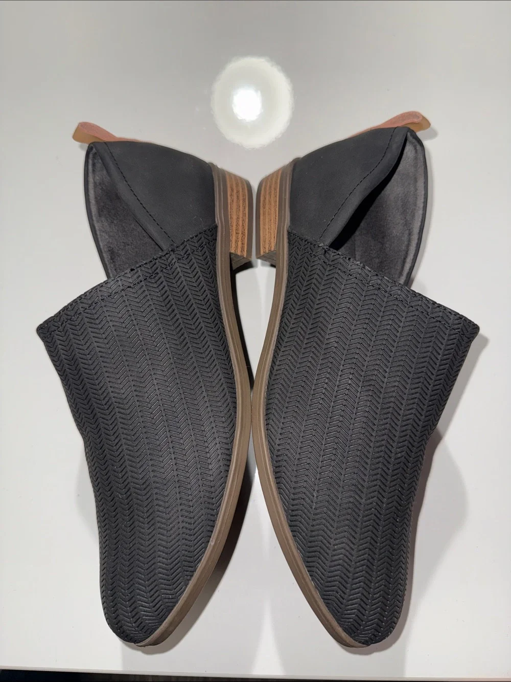 Dr Scholls Womens Black Goring Ruler Almond Toe Block Heel Slip On Dress Sz 8.5